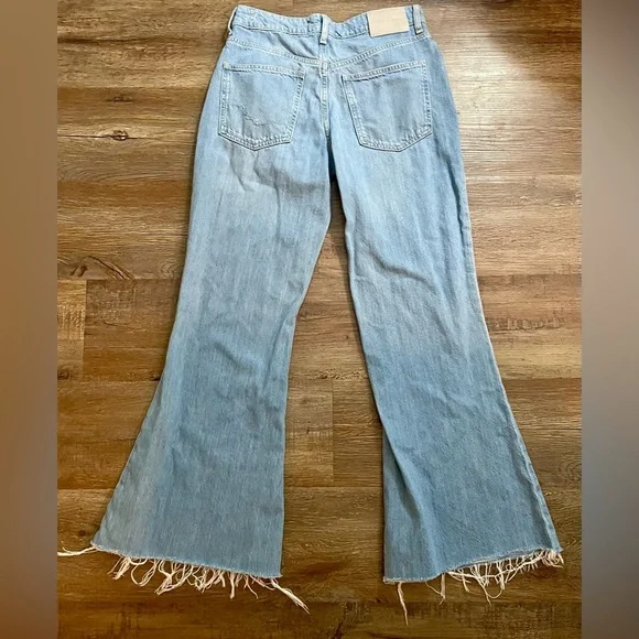 We The Free Jeans Flared Size 26 Flare Boho Free People Raw Hem Denim Blue - Picture 3 of 13